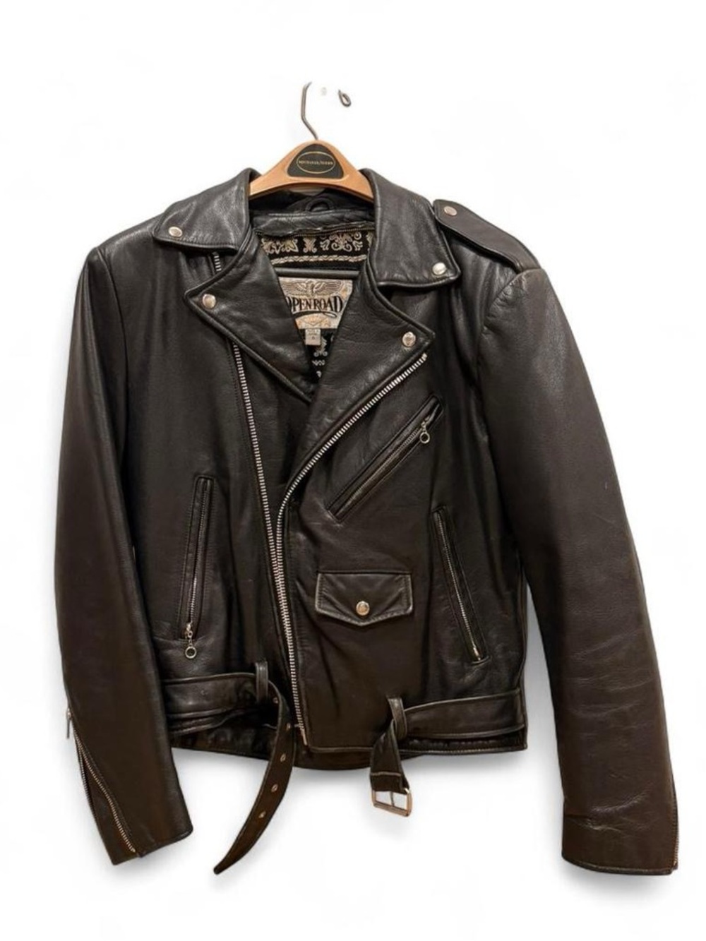 Open Road Black Leather Biker Jacket -